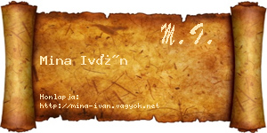 Mina Iván névjegykártya